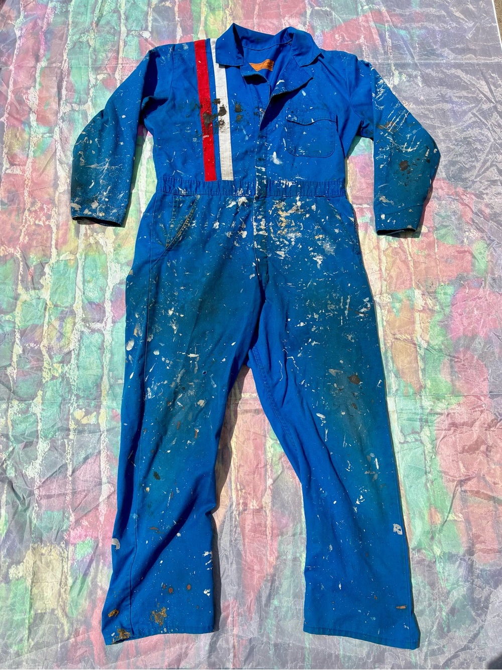 Mens Blue Painter-Style Punk Coverall jumpsuit automotive